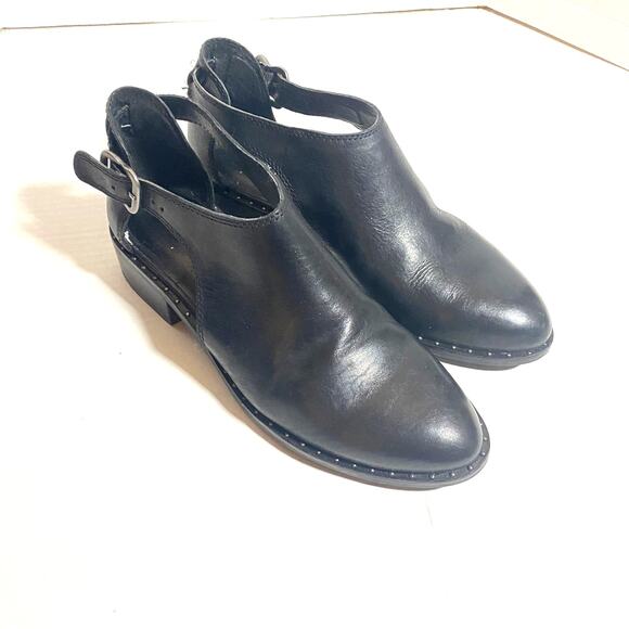 Lucky Brand Giovanna Cut-Out Oxford Ankle Booties Black Leather Sz 8 - Picture 1 of 10